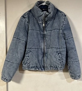 Giacca cappotto jeans puffer denim lavaggio acido Vigoss donna taglia large - Foto 1 di 7