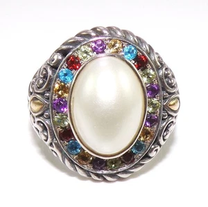 Anillo Robert Manse de plata de ley y oro amarillo de 18 quilates con perlas y piedras preciosas multicolores - Imagen 1 de 4