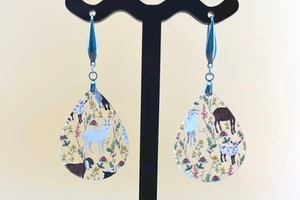 Cute Goat Earrings Floral Farm Jewelry Gift for Her Nature Whimsical Rustic Fun - Picture 1 of 9