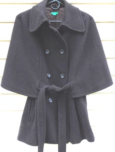 DE COLECCIÓN UNITED COLORS OF BENETTON MUJER MARRÓN LANA CAPA CHAQUETA ABRIGO CAPA CORTA ~ XS - Imagen 1 de 6