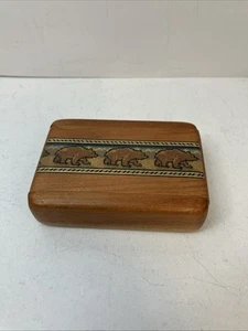 Small Wooden Trinket Box Bears Themed 2.75”X2”X.75” - Picture 1 of 8