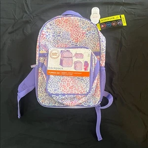 Wonder Nation Mädchen Pailletten Hyper Leopard 17" Rucksack & Brotzeittasche 2-teiliges Set - Bild 1 von 6