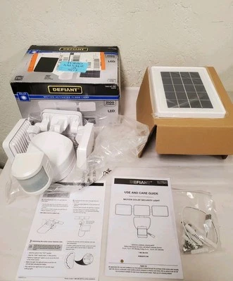 Defiant 180 Degree White Motion Solar Outdoor Dusk to Dawn LED Flood Light - Image 1 of 4