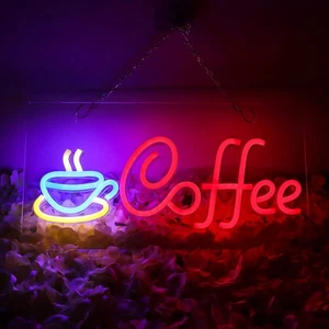 JFLLamp Coffee Neon Signs for Wall Decor Led Lights Bar  - Picture 1 of 6