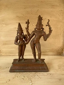 Hand Crafted Brass Bronze Shiva and Parvati Wedding Statue - Picture 1 of 14