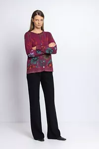 Jacket cardigan Ivko burgundy red jacket flowers floral red magenta 222522 - Picture 1 of 7