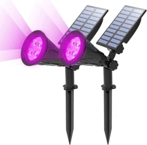 2Pcs Purple Solar LED Spotlight Waterproof Outdoor Garden Spot Lights Christmas - Picture 1 of 10