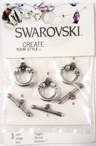 SWAROVSKI Create Your Style METALL-KNEBELVERSCHLÜSSE mit AB-KRISTALLEN - 3 Sets - Bild 1 von 2
