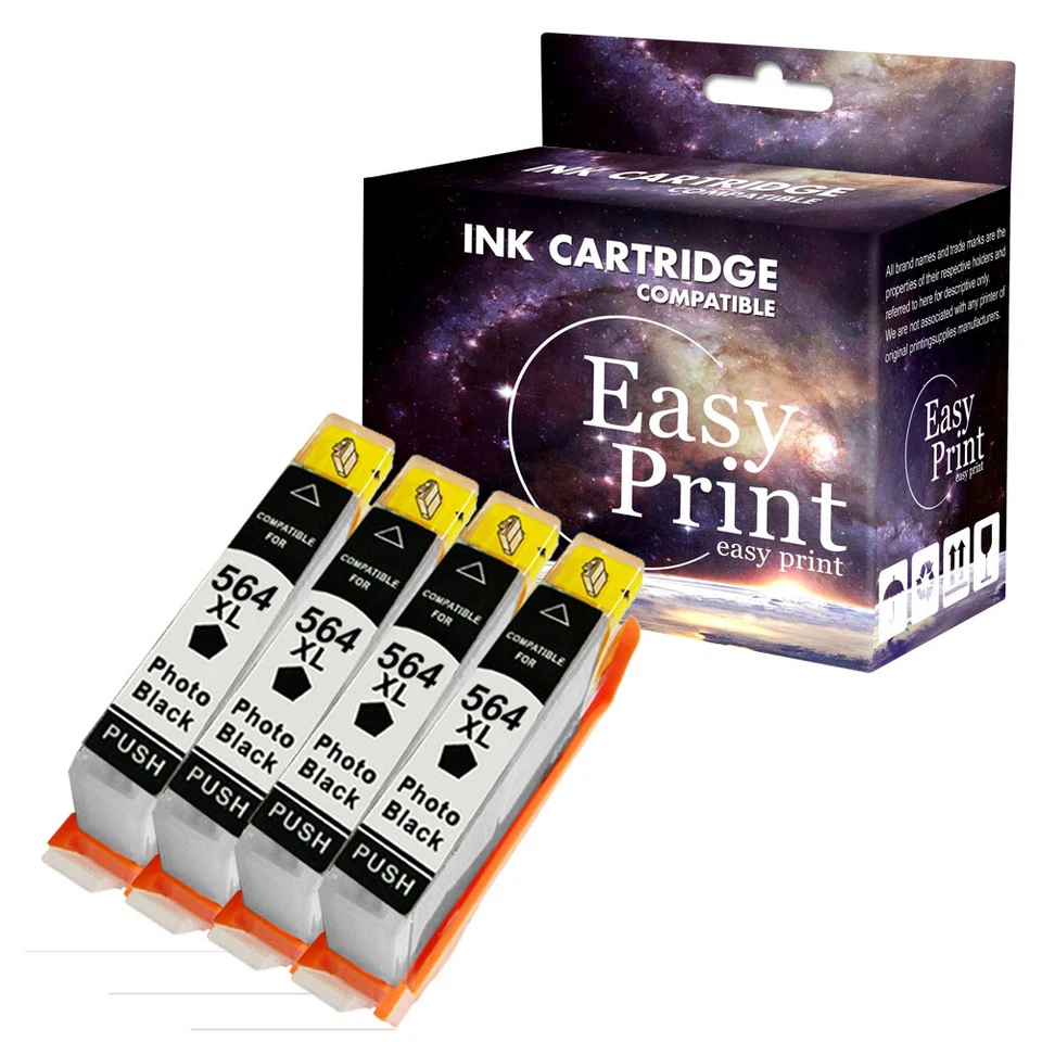 4 Black 564XL Ink Cartridge replace for HP Photosmart premium C309a C310c C410a - Image 1 of 1