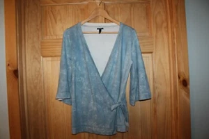 Soma Pajama Short Sleeve Robe Sleepwear Loungewear Blue Print Wrap - Size 1  NEW - Picture 1 of 3