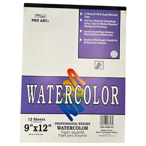 Watercolor Paper 12 Sheets 9x12 Rough Texture Surface Pro Weight 140lb Acid Free - Picture 1 of 6