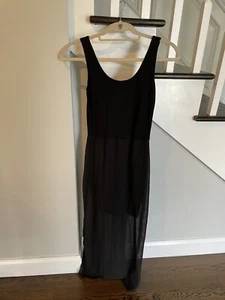 Vince Camuto Sleeveless Black Silhouette Maxi Dress Petite XS With Side Slit - Picture 1 of 4