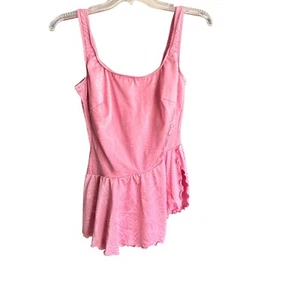 VINTAGE Louisa Brooks 1 Piece Swimsuit Swim Dress Size 38 L/XL Pink Shelf Bra - Picture 1 of 9