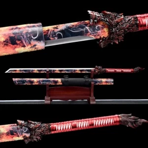 Espada de caza Wolf-Broadsword china KUNGFU Dao “赤狼” alto manganeso acero lista - Imagen 1 de 9