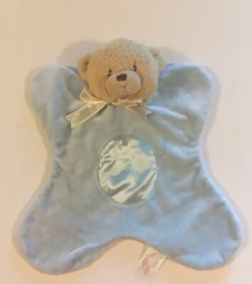 Baby Gund 12"Blue tan Teddi Satineesnug bear Lovey Security Blanket 4034084 - Image 1 of 4