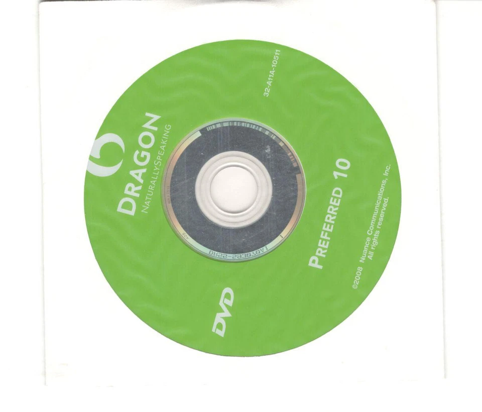 NUANCE DRAGON NATURALLY SPEAKING PREFERRED 10 SPEECH RECOGNITION SOFTWARE CD - Image 1 of 1