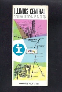 ILLINOIS CENTRAL RAILROAD FAHRPLAN 7-1-1969 STRECKENKARTE CHICAGO-NEW ORLEANS - Bild 1 von 2