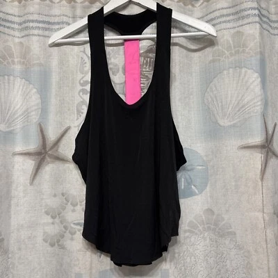 Camiseta sin mangas Onzie para mujer talla única elástica negra/rosa tropical espalda deportiva nueva con etiquetas Foto 1 de 4