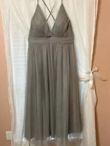 Jules Cleo Ball Gown Prom Dress Womens 22 Gray Iridescent Spaghetti Strap VNeck - Picture 1 of 21