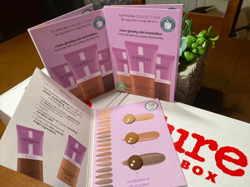 NEW 3x Sephora Collection Clean Glowing Skin Foundation Sample Card - Image 1 of 4