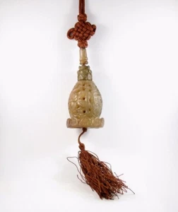 Inro Box Small Light Brown Carved Stone Inro Box Pendant Necklace Beehive 4H - Picture 1 of 6