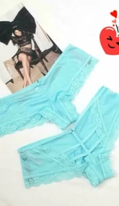 VICTORIA’S SECRET CUTOUT CHEEKY PANTY CAGED BACK SPITZENBESATZ HELLBLAU Gr. S NEU - Bild 1 von 11
