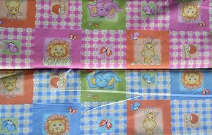 Tela de algodón (10€/m²) 0,3 m niños animales niños cuadrados 1,4 m ancho - Imagen 1 de 3