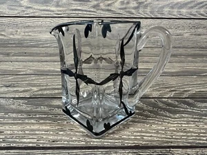 Diamond Depression Glass Creamer w/ Sterling Silver Overlay - Picture 1 of 7