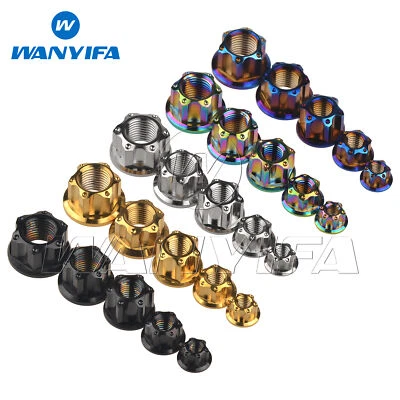 WANYIFA Titanium Nuts Fancy Flange Head Hex Nut M5 M6 M8 M10 M12 for Bike Motorcycle Car