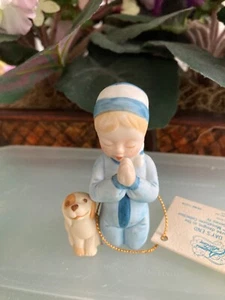 Holly Hobbie At Day's End Praying Boy with Dog  Miniature Figurine Vintage 1979 - Picture 1 of 5