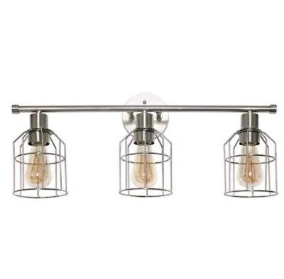 Lalia Home 25" 3 Light Industrial Wired Vanity Light, Nickel  - Image 1 of 4