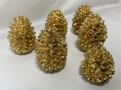 DEPT 56 PINECONE LOT Decorative Gold Paperweights  Holiday Decor Rustic - Image 1 of 4
