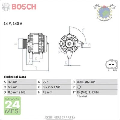 Alternatore Bosch per AUDI TT A3 SEAT EXEO SKODA SUPERB VW PASSAT (3C5) (3C2) ( - Immagine 1 di 4
