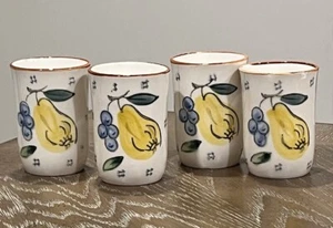 VTG Set of 4 Hand Painted Pear Fruit Juice Glasses 4" 1950’s MCM Lacco Japan - Picture 1 of 9