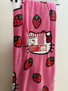 Hello Kitty Plush Throw Blanket Strawberries 60" x 90" - Picture 1 of 3