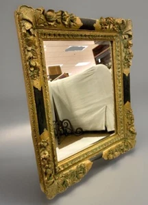 Heavily Carved Neoclassical Ornate Gilt Giltwood and Black Mirror - Picture 1 of 7