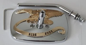 Harley Chrome & Gold Mirror Live to Ride,Ride to Live Left side Emgo 20-31707A - Picture 1 of 1