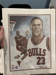 Michael Jordan Lithograph Signed by Artist Bill Clark 16x20" NBA QTY