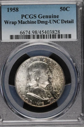 1958 Franklin Half Dollar PCGS Uncirculated Details *DoubleJCoins* 1900-03 Cover