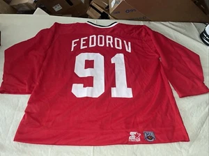 Sergei Fedorov Detroit Red Wings Starter Vintage Mens Xxl Jersey Clean Red Vtg - Picture 1 of 7