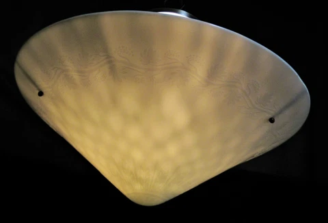 VTG ART 3 CHAIN FLOWER HUGE GLASS SHADE CEILING LIGHT CHANDELIER FIXTURE 1940's Cover