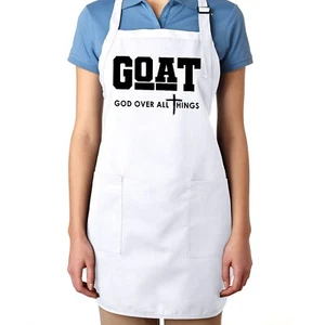 Delantal religioso de fe de longitud completa cruz citas cristianas Dios sobre todas las cosas - Imagen 1 de 2