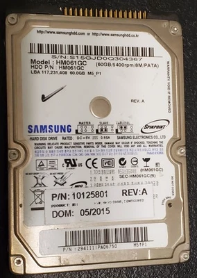 Samsung Spinpoint HM061GC 60GB 2.5" IDE/PATA Hard Drive W/ Disk Report QTY AVAIL - Image 1 of 3