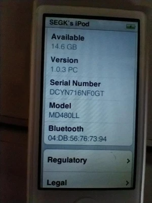 Apple iPod Nano 7ª Generación 16GB Blanco y Plateado MD480LL/A1446 (necesita batería) - Imagen 1 de 4