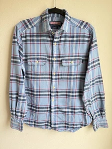 Camisa Vineyard Vines Para Hombre Pequeña Franela Botón Azul Cuadros Calce Colegial - Imagen 1 de 14