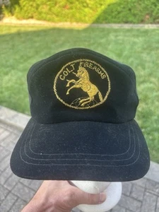 VTG Colt Colt's Firearms 80s Trucker Snapback Hat Remington Rare Black Gold - Picture 1 of 8