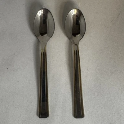 "Juego de 2 cucharas inoxidables Italia 18/18 cucharas de postre de acero inoxidable 4,5"" de repuesto"  Foto 1 de 4