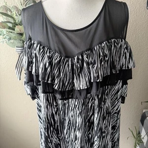 Lane Bryant Damen Plus Black & White Cold Shoulder Bluse 26/28W - Bild 1 von 9