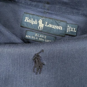 Ralph Lauren Hemd Herren XL Langarm Seidenmischung Blau Pony Blake - Bild 1 von 6