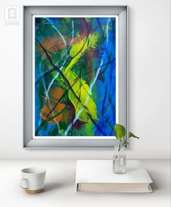Original Art "Unruffled" 9x12 Canvas Expressionism Abstract Design Home Art - Picture 1 of 7